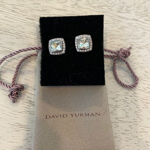 David Yurman Diamond 11mm prasiolite earrings